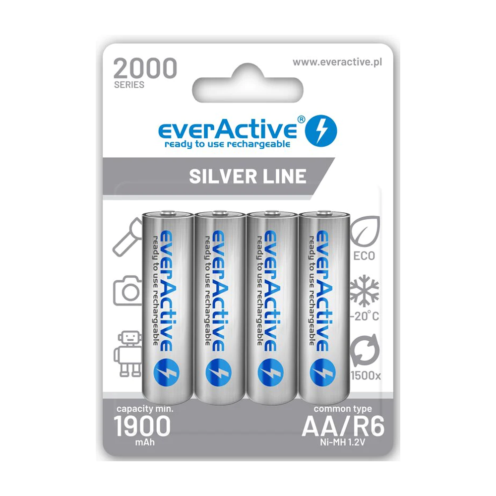 4 x Herlaadbare AA batterijen Precharged EverActive NiMH batterijen - 2000mAh