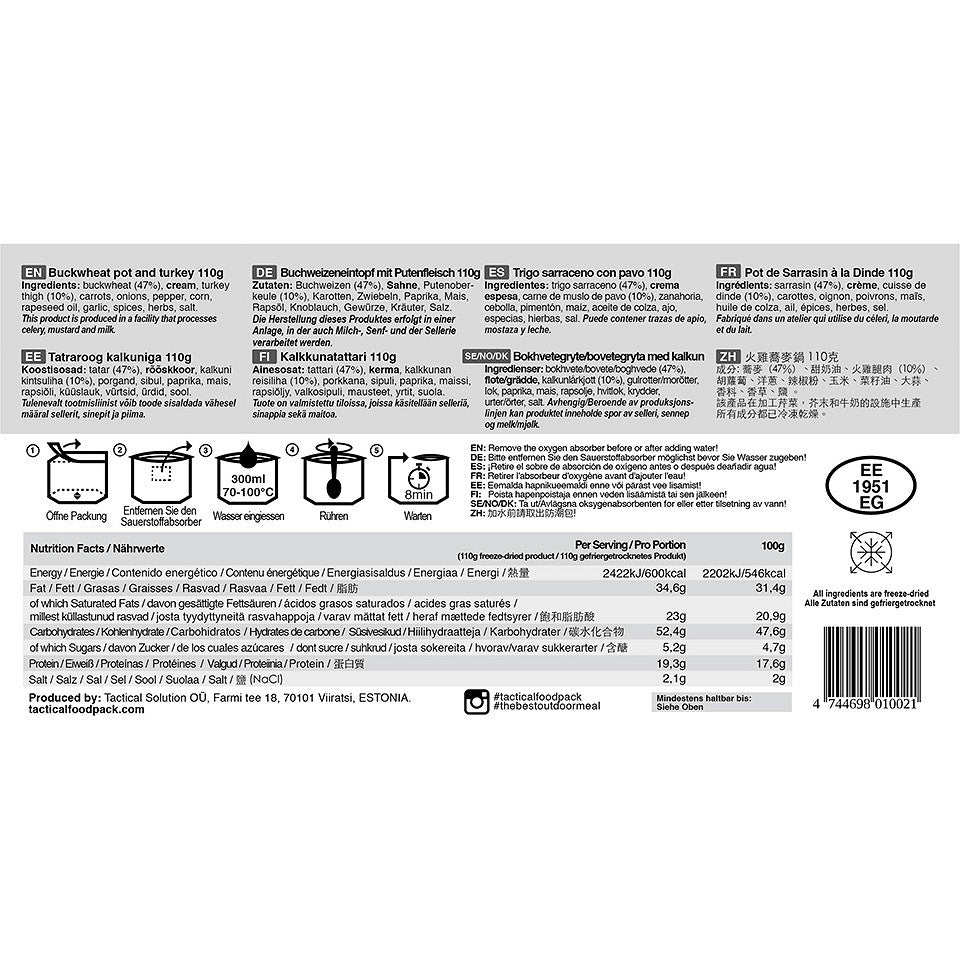 Tactical Foodpack - Buckwheat Pot and Turkey 110g