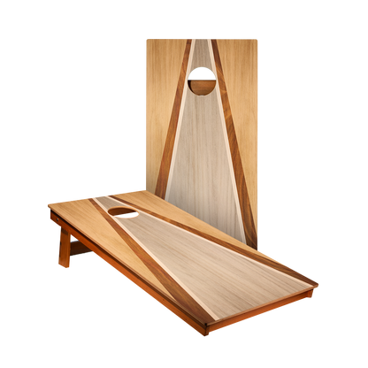 Natural & Gray Wood Triangle  - 2x Cornhole Borden (60 x 120cm)