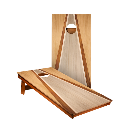 Natural & Gray Wood Triangle  - 2x Cornhole Borden (60 x 120cm)