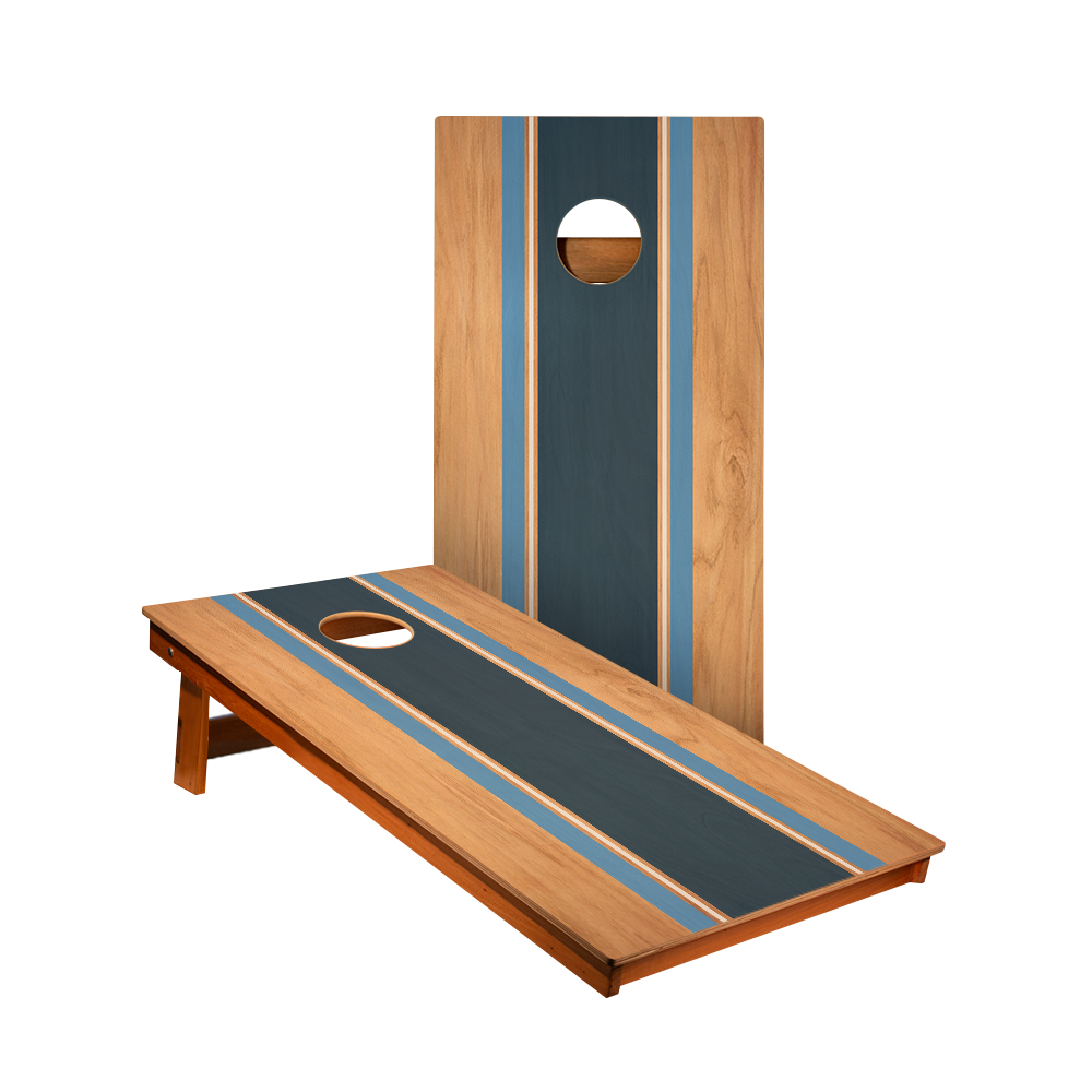 Classic Stripes Natural Wood Blues - 2x Cornhole Borden (60 x 120cm)