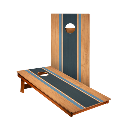 Classic Stripes Natural Wood Blues - 2x Cornhole Borden (60 x 120cm)