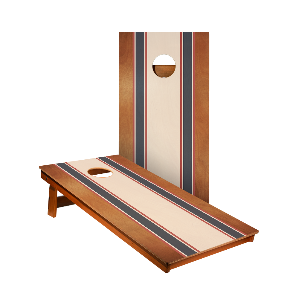 Classic Stripes Mahogany Cream, Blue, and Mauve - 2x Cornhole Borden (60 x 120cm)