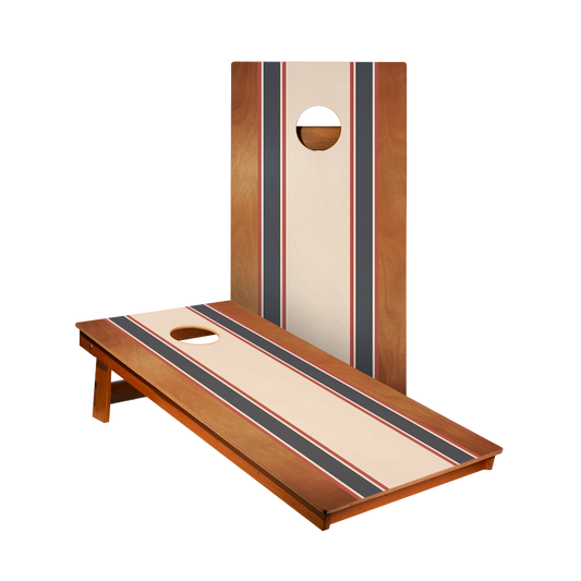 Classic Stripes Mahogany Cream, Blue, and Mauve - 2x Cornhole Borden (60 x 120cm)