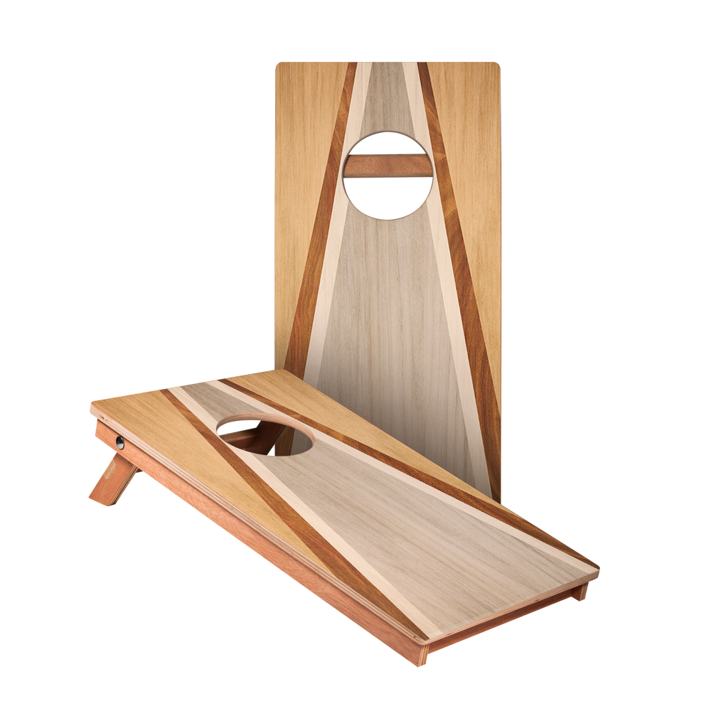 Natural & Gray Wood Triangle - 2x Cornhole Borden(30 x 60cm)