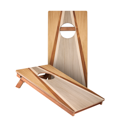 Natural & Gray Wood Triangle - 2x Cornhole Borden(30 x 60cm)