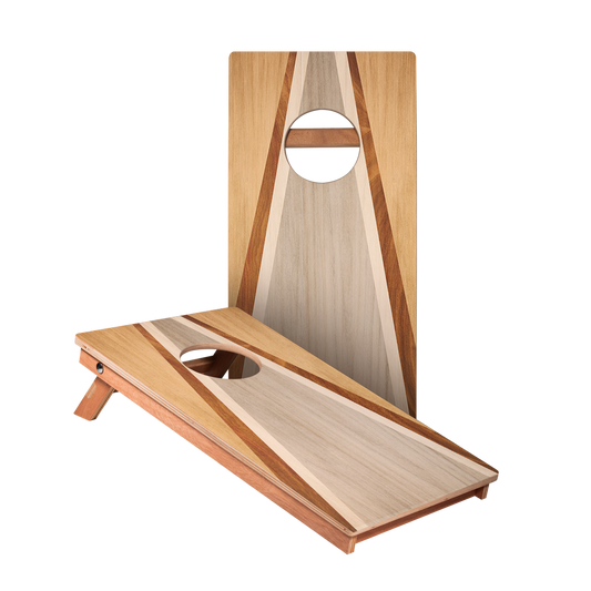 Natural & Gray Wood Triangle - 2x Cornhole Borden(30 x 60cm)