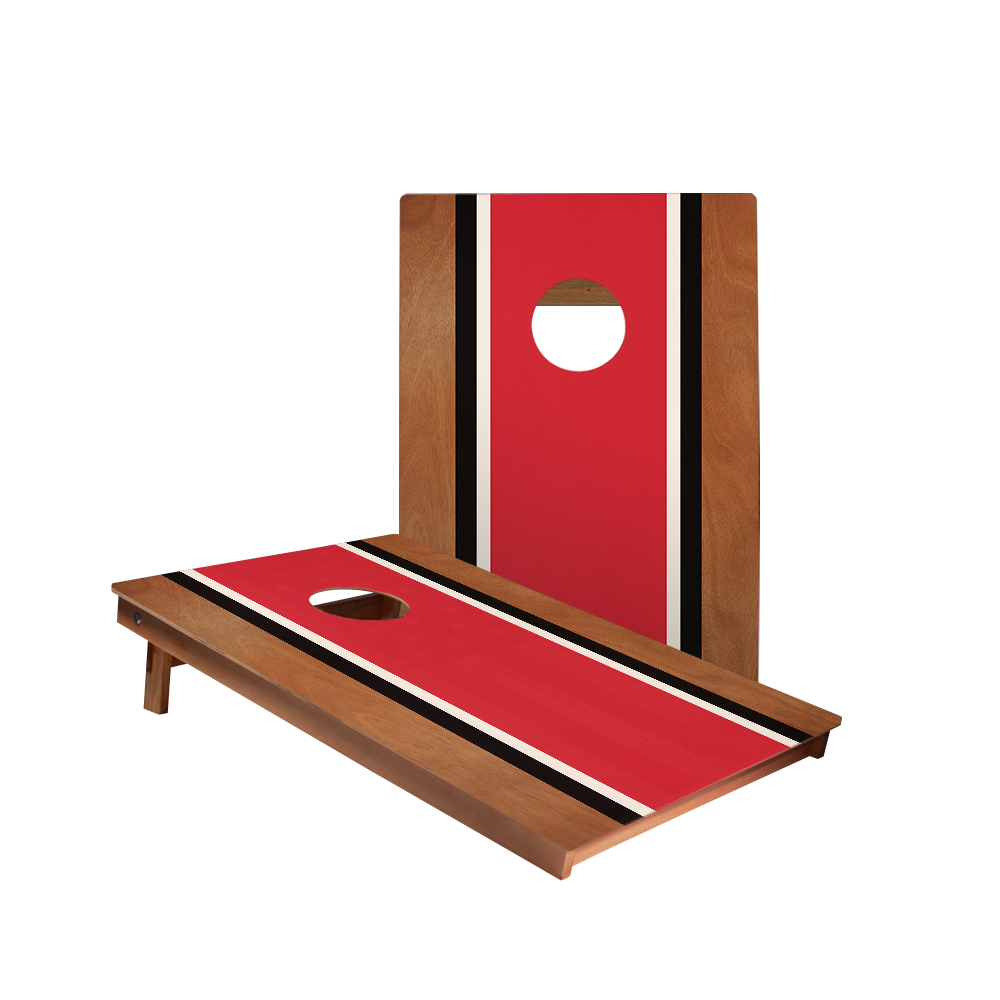 Classic Stripes Mahogany Red, Black, and White - 2x Cornhole Borden (60 x 90cm)