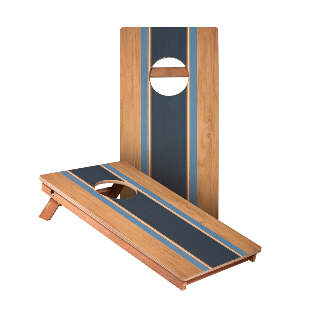 Classic Stripes Natural Wood Blues- 2x Cornhole Borden (30 x 60cm)