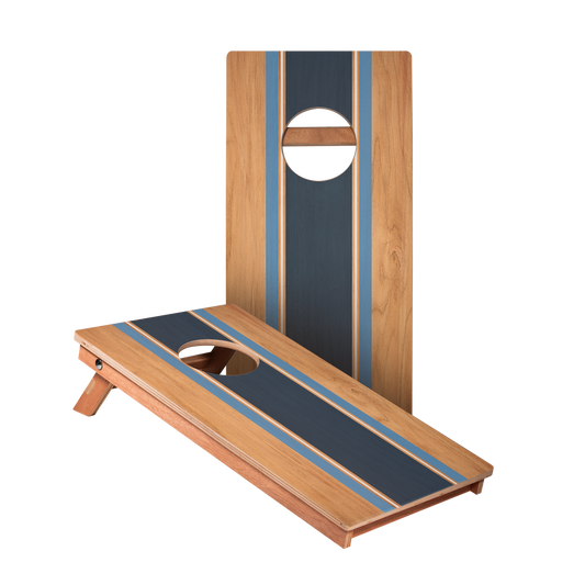 Classic Stripes Natural Wood Blues- 2x Cornhole Borden (30 x 60cm)