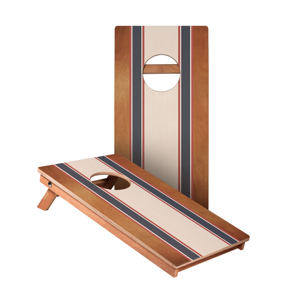 Classic Stripes Mahogany Cream, Blue, and Mauve - 2x Cornhole Borden (30 x 60cm)