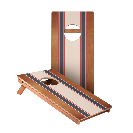Classic Stripes Mahogany Cream, Blue, and Mauve - 2x Cornhole Borden (30 x 60cm)