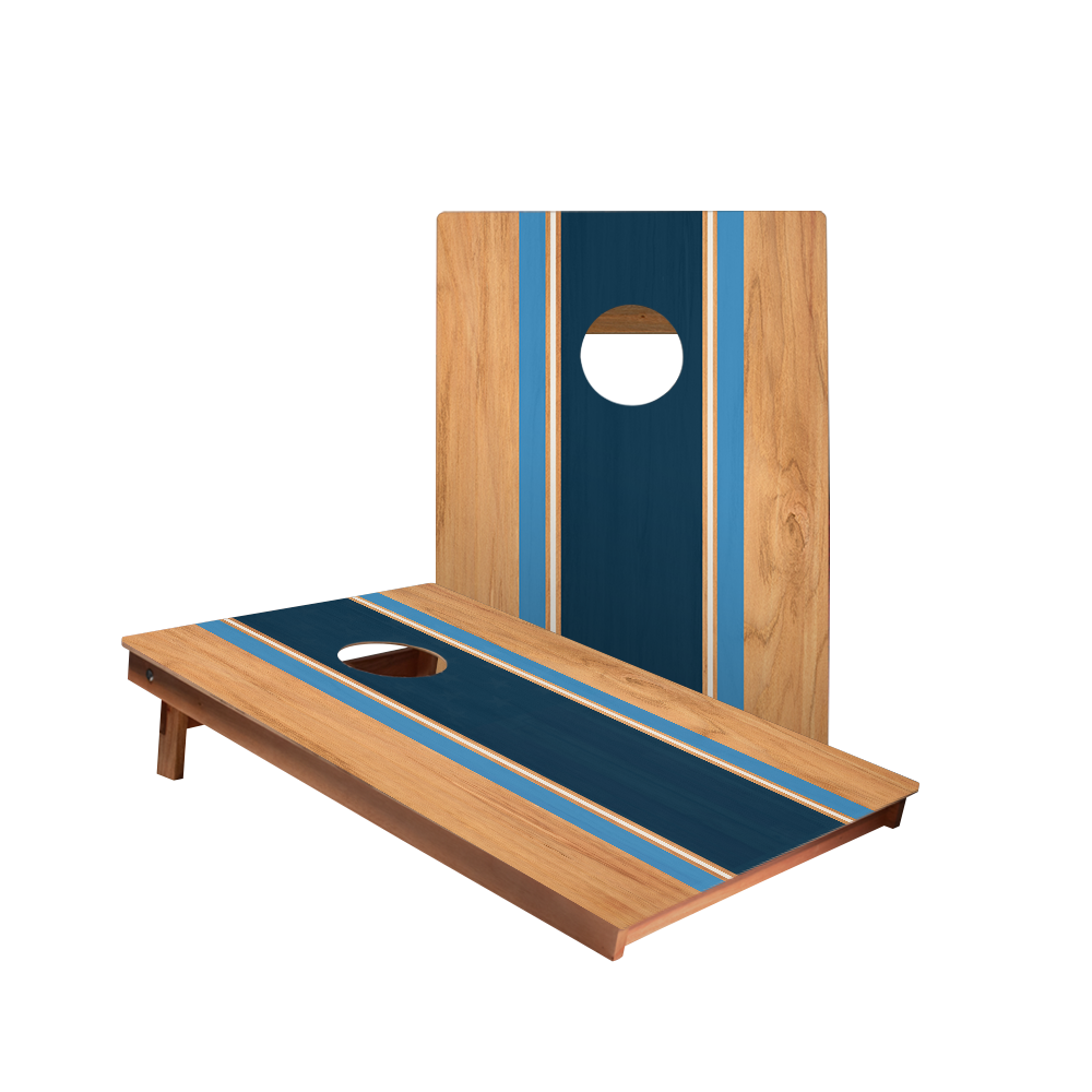 Classic Stripes Natural Wood Blues - 2x Cornhole Borden (60 x 90cm)