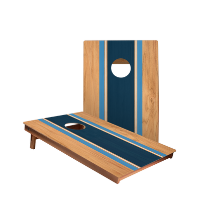 Classic Stripes Natural Wood Blues - 2x Cornhole Borden (60 x 90cm)