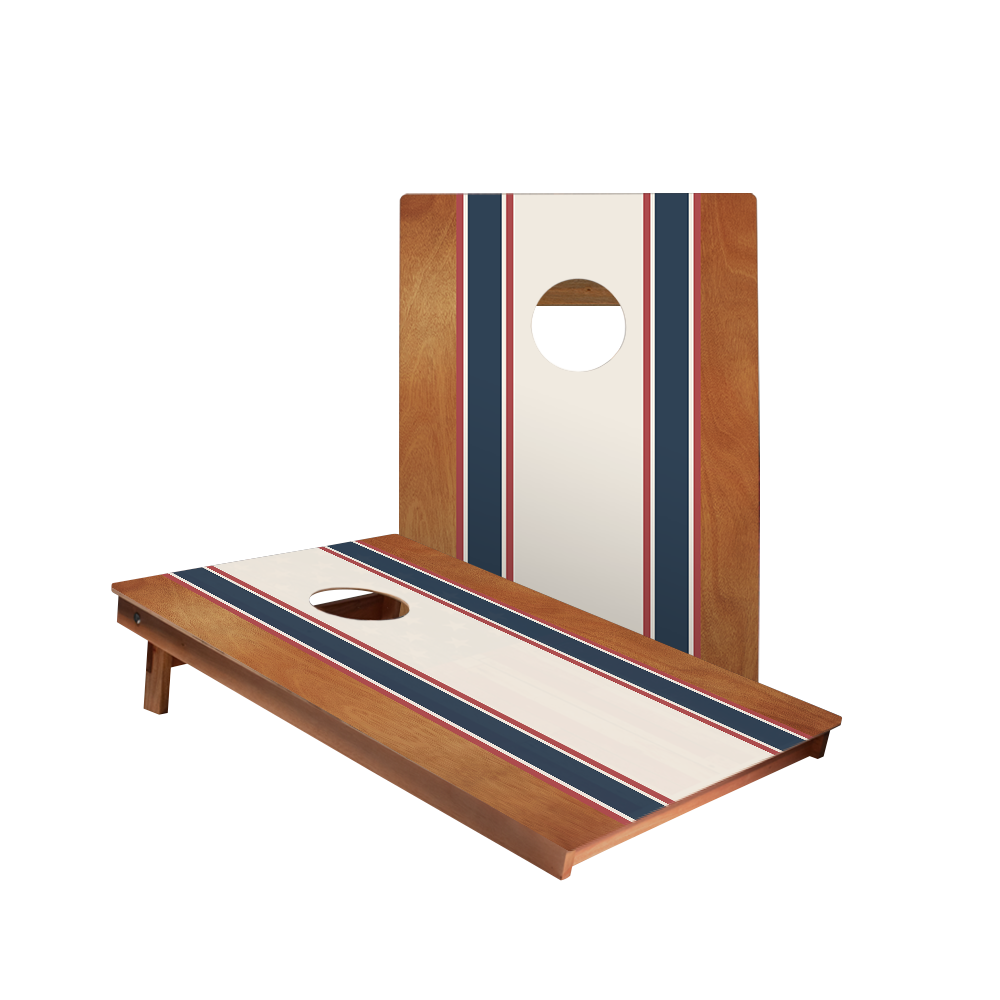 Classic Stripes Mahogany Cream, Blue, and Mauve - 2x Cornhole Borden (60 x 90cm)