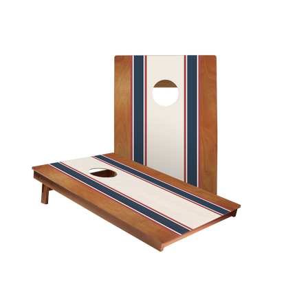 Classic Stripes Mahogany Cream, Blue, and Mauve - 2x Cornhole Borden (60 x 90cm)